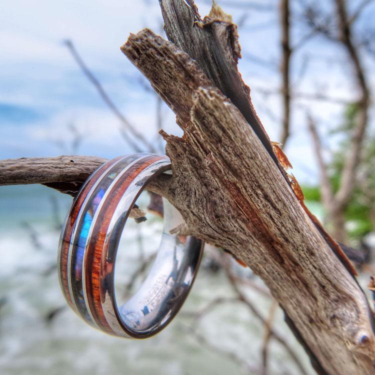 Abalone wood clearance ring